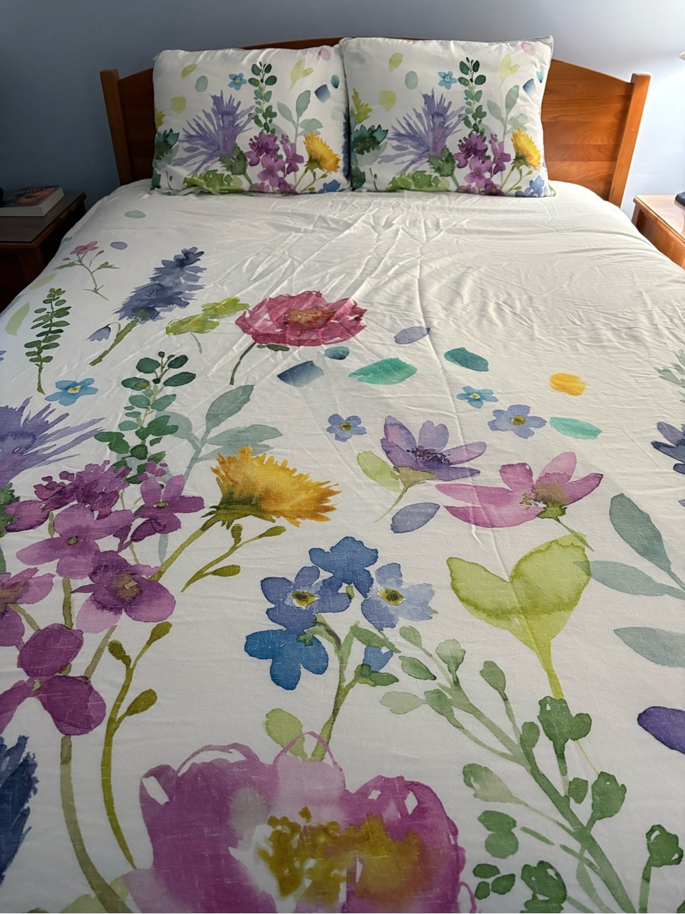 Bluebellgray Tetbury Meadow Full/Queen Floral Watercolor Cotton Duvet Cover Set